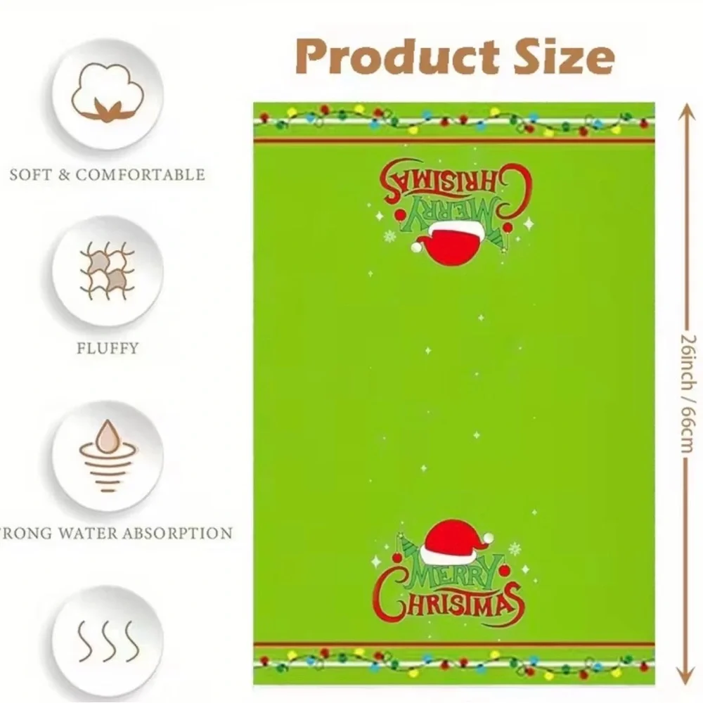 Festive Green Merry Christmas Towels